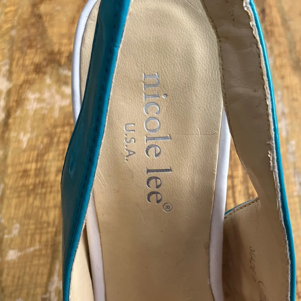 Nicole Lee Vibrant Blue Peep-Toe Heels - Picture 5 of 6